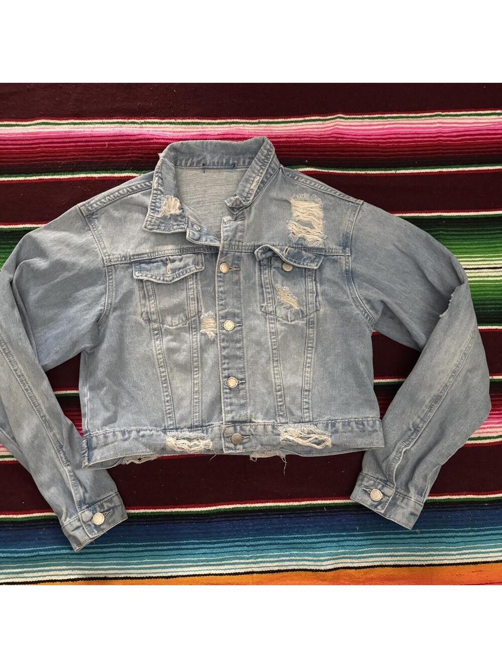 Distressed Denim Cropped Jacket